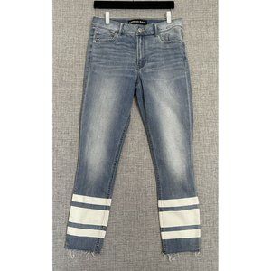 Express Jeans Womens 8 Ankle High Rise Blue White Striped Crop